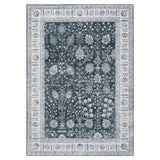Garvee Large Washable Area Rug 9x12 Vintage Distressed Floral Rug Non Slip Non Shedding Floor Carpet Low Pile Thin Rug, Soft Oriental Rug, Decorative Bedroom Living Room Office Rug, Black - Black