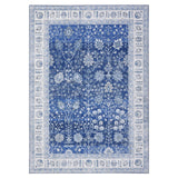Garvee 5x7 Vintage Distressed Floral Area Rug Non Slip Non Shedding Rug Low Pile Thin Floor Carpet Soft Washable Rug, Blue Oriental Rug, Decorative Rug for Nursery, Living Room - Blue
