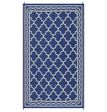 Garvee Outdoor Dark Blue 10x14 Waterproof Plastic Straw Rug, Reversible, UV-Resistant, Portable with Carry Bag & Stakes for Patio RV Camping