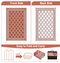 Garvee Outdoor Brick Red 9x18 Large Waterproof Reversible Plastic Straw Rugs, Easy Cleaning Patio Camping Carpet, All-Weather Outside Rugs for RV Patio Porch Deck Balcony