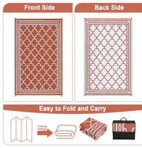 Garvee Outdoor Brick Red 9x12 Rug, Waterproof Reversible Plastic Straw Rug UV Resistant Easy Clean with Carry Bag & Stakes for Patio Camping