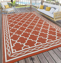 Garvee Outdoor Brick Red 9x12 Rug, Waterproof Reversible Plastic Straw Rug UV Resistant Easy Clean with Carry Bag & Stakes for Patio Camping