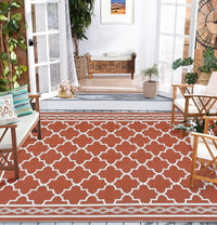 Garvee Outdoor Brick Red 9x12 Rug, Waterproof Reversible Plastic Straw Rug UV Resistant Easy Clean with Carry Bag & Stakes for Patio Camping