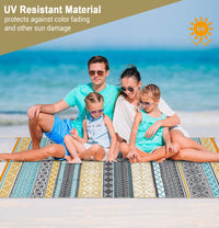 Garvee Outdoor Teal & Yellow 6x9 Rug Reversible Waterproof Portable Plastic Straw Camping Mat Durable UV Stable Eco-Friendly Patio Deck Balcony Boho