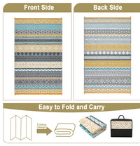 Garvee Outdoor Teal & Yellow 6x9 Rug Reversible Waterproof Portable Plastic Straw Camping Mat Durable UV Stable Eco-Friendly Patio Deck Balcony Boho