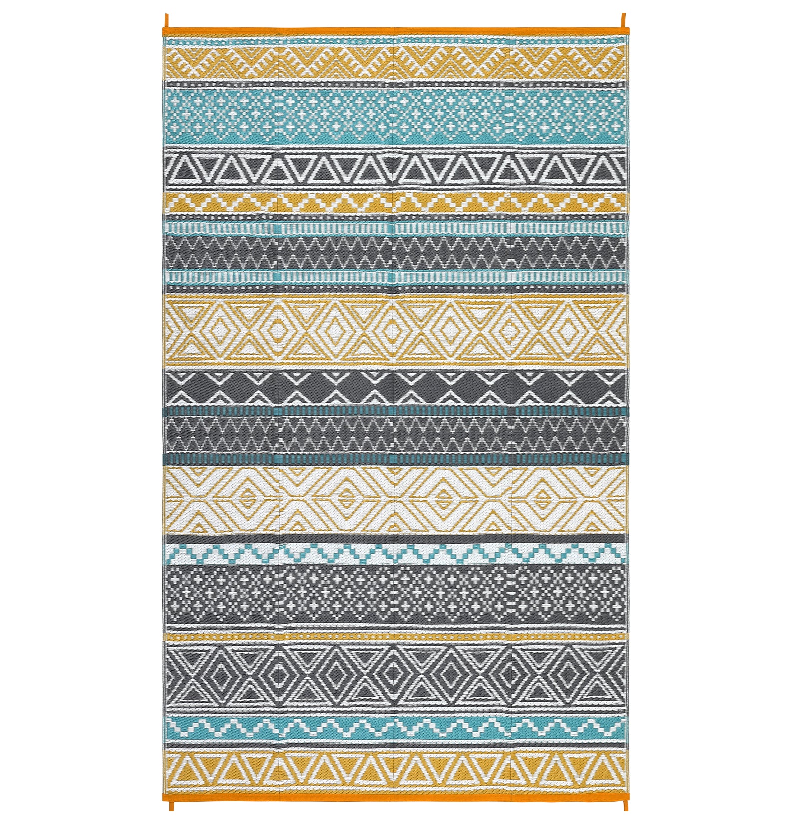 Garvee Outdoor Teal & Yellow 6x9 Rug Reversible Waterproof Portable Plastic Straw Camping Mat Durable UV Stable Eco-Friendly Patio Deck Balcony Boho