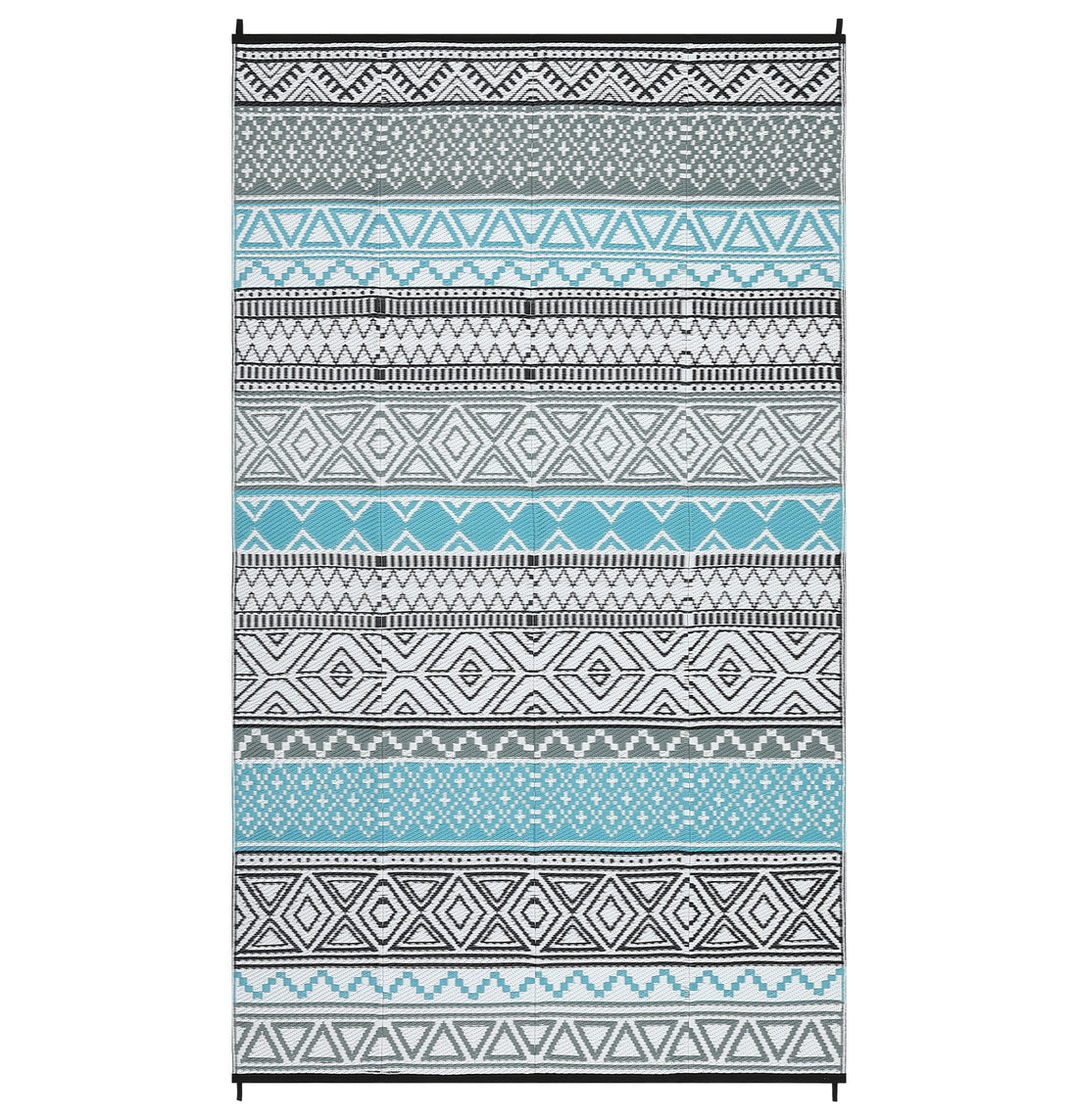 Garvee Outdoor Blue & Gray 10x14 Plastic Straw Rug Reversible Sage Green Patio Mat Flower Modern Design Waterproof Durable PP Tube Plastic Lightweight Portable Easy Clean for RV Backyard Deck Camping Picnic