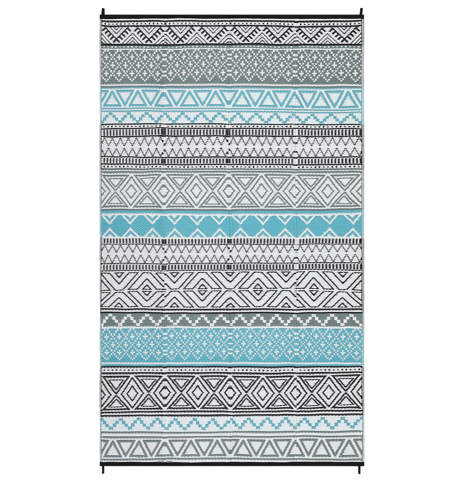 Garvee Outdoor Blue & Grey 5x8 Patio Rug Waterproof Reversible Durable Plastic Straw UV Stable Fade Resistant Eco-Friendly Boho Design for Camping Deck Balcony