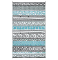 Garvee Outdoor Blue & Grey 9x18 Plastic Straw Rug, Waterproof Reversible UV Resistant Durable Patio Deck Camping