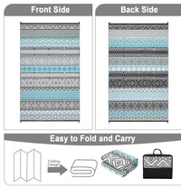 Garvee Outdoor Blue & Grey 5x8 Patio Rug Waterproof Reversible Durable Plastic Straw UV Stable Fade Resistant Eco-Friendly Boho Design for Camping Deck Balcony