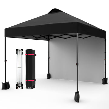 Garvee 10'x10' Pop Up Tent, Pop Up Canopy With Sidewall, UPF 50+, Easy to Set Up Outdoor Canopy, Adjustable Portable Gazebo for Parties, Camping, Gazebo With Wheel Cover Bag, 4 Sand Bags, 4 Ropes and 8 Spikes