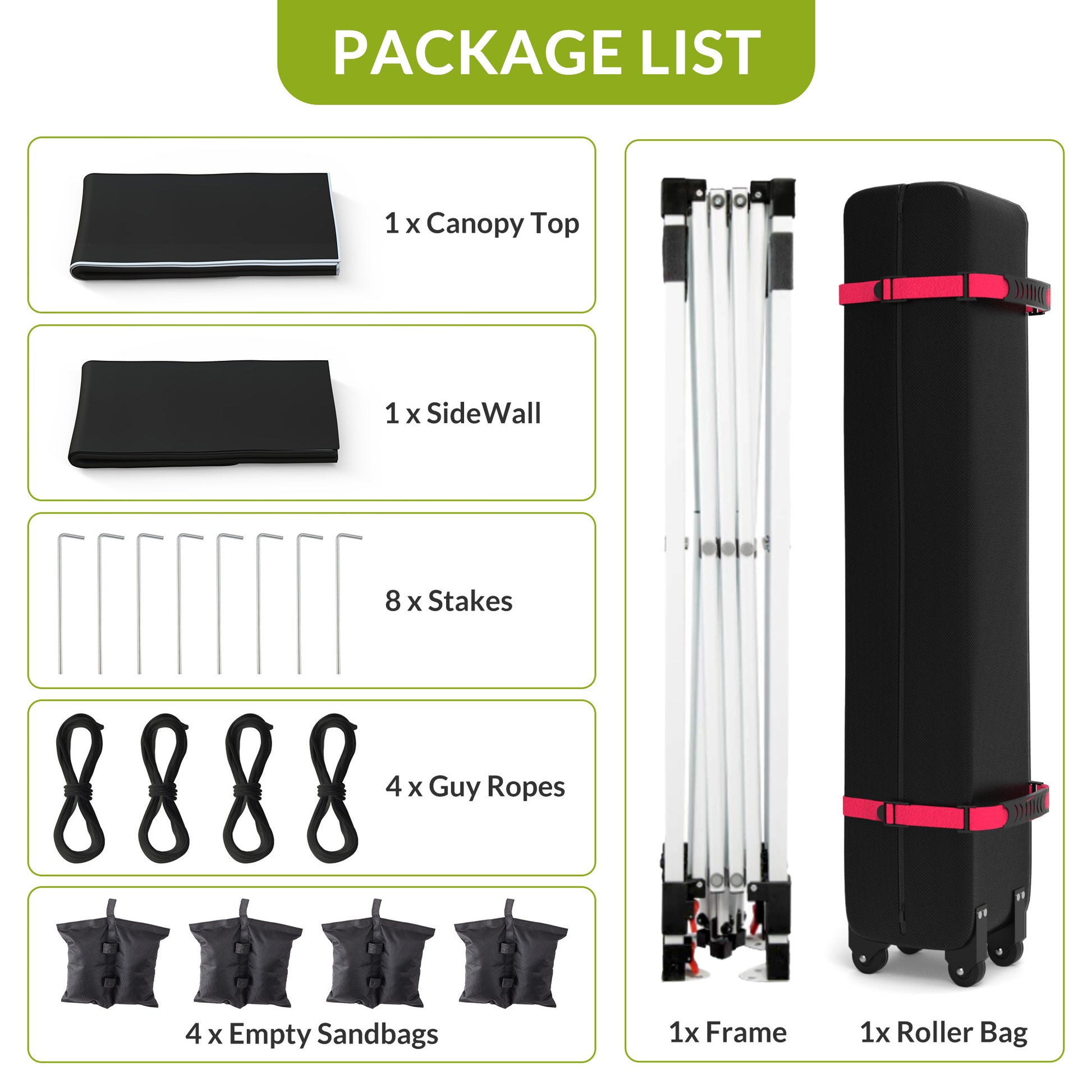 Garvee 10'x10' Pop Up Tent, Pop Up Canopy With Sidewall, UPF 50+, Easy to Set Up Outdoor Canopy, Adjustable Portable Gazebo for Parties, Camping, Gazebo With Wheel Cover Bag, 4 Sand Bags, 4 Ropes and 8 Spikes