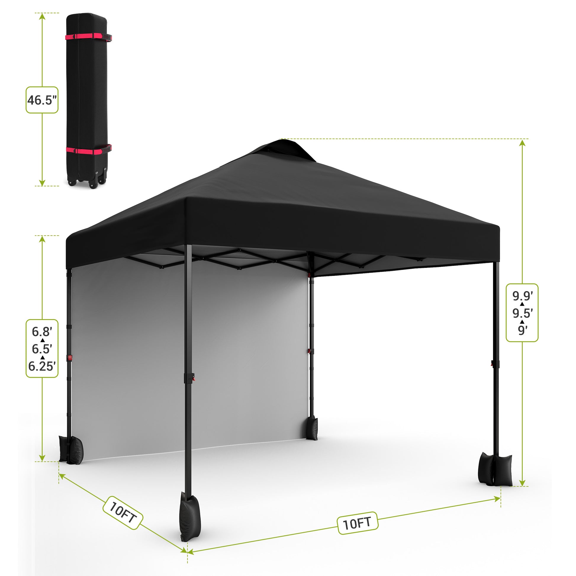 Garvee 10'x10' Pop Up Tent, Pop Up Canopy With Sidewall, UPF 50+, Easy to Set Up Outdoor Canopy, Adjustable Portable Gazebo for Parties, Camping, Gazebo With Wheel Cover Bag, 4 Sand Bags, 4 Ropes and 8 Spikes
