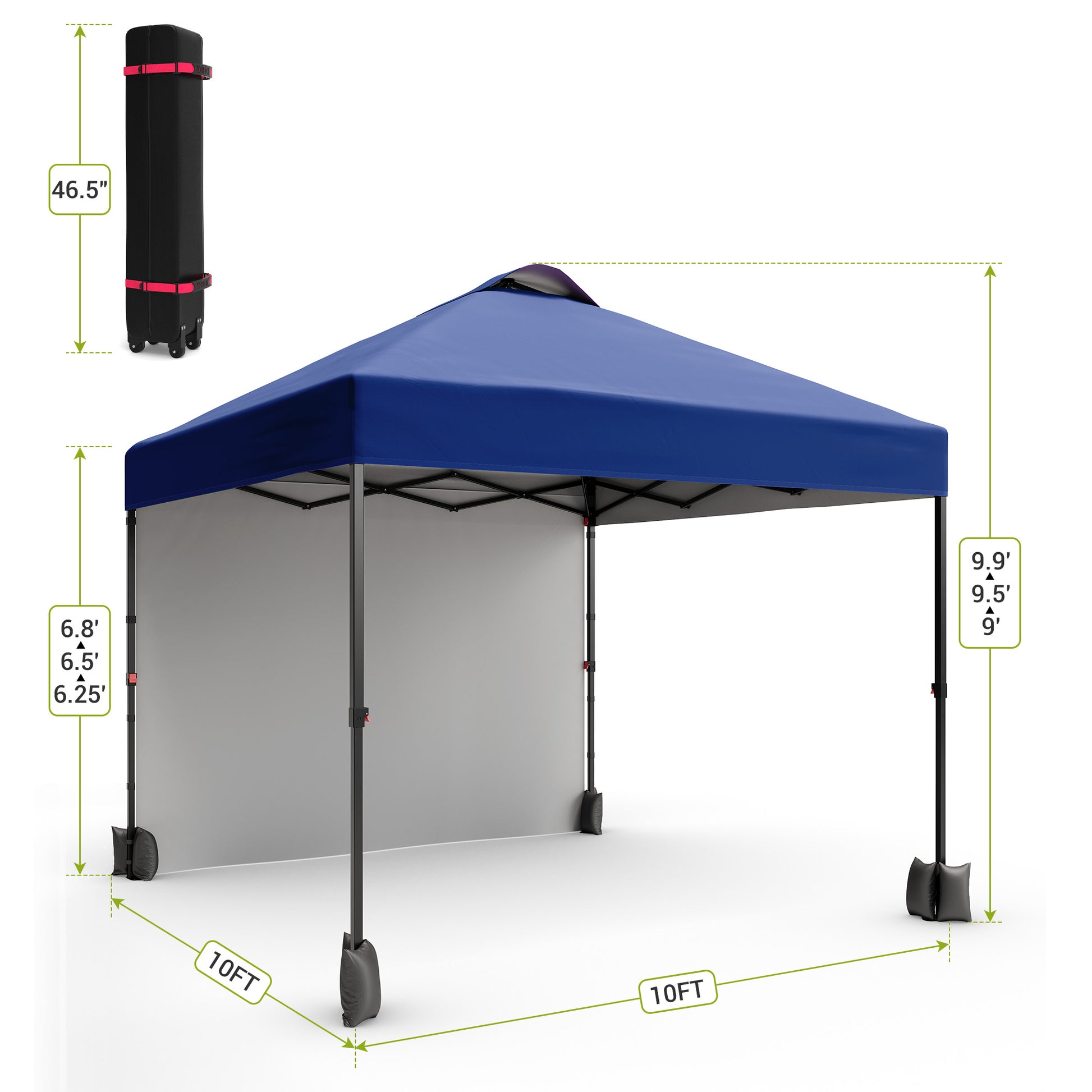 Garvee 10'x10' Pop Up Tent, Pop Up Canopy With Sidewall, UPF 50+, Easy to Set Up Outdoor Canopy, Adjustable Portable Gazebo for Parties, Camping, Gazebo With Wheel Cover Bag, 4 Sand Bags, 4 Ropes and 8 Spikes