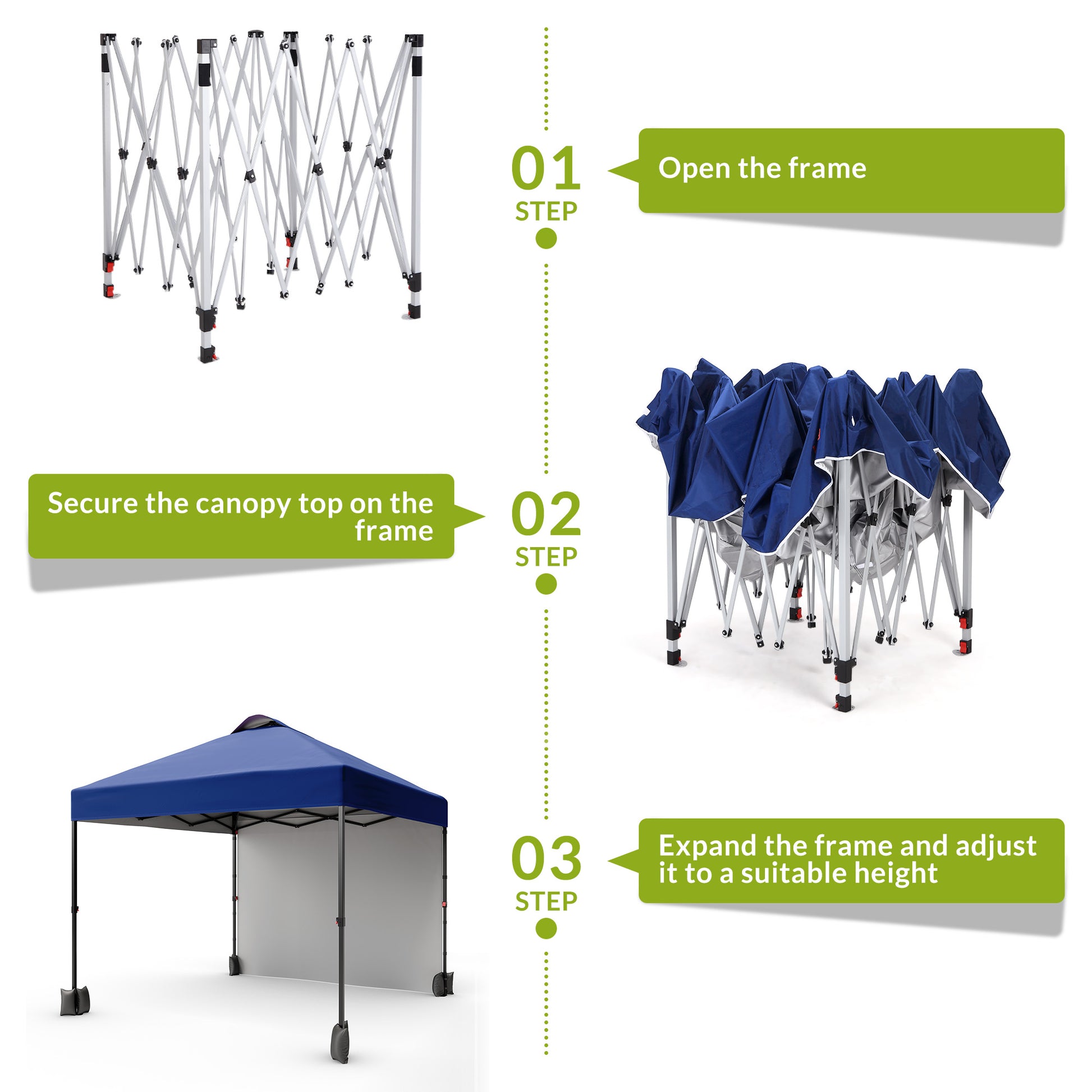 Garvee 10'x10' Pop Up Tent, Pop Up Canopy With Sidewall, UPF 50+, Easy to Set Up Outdoor Canopy, Adjustable Portable Gazebo for Parties, Camping, Gazebo With Wheel Cover Bag, 4 Sand Bags, 4 Ropes and 8 Spikes