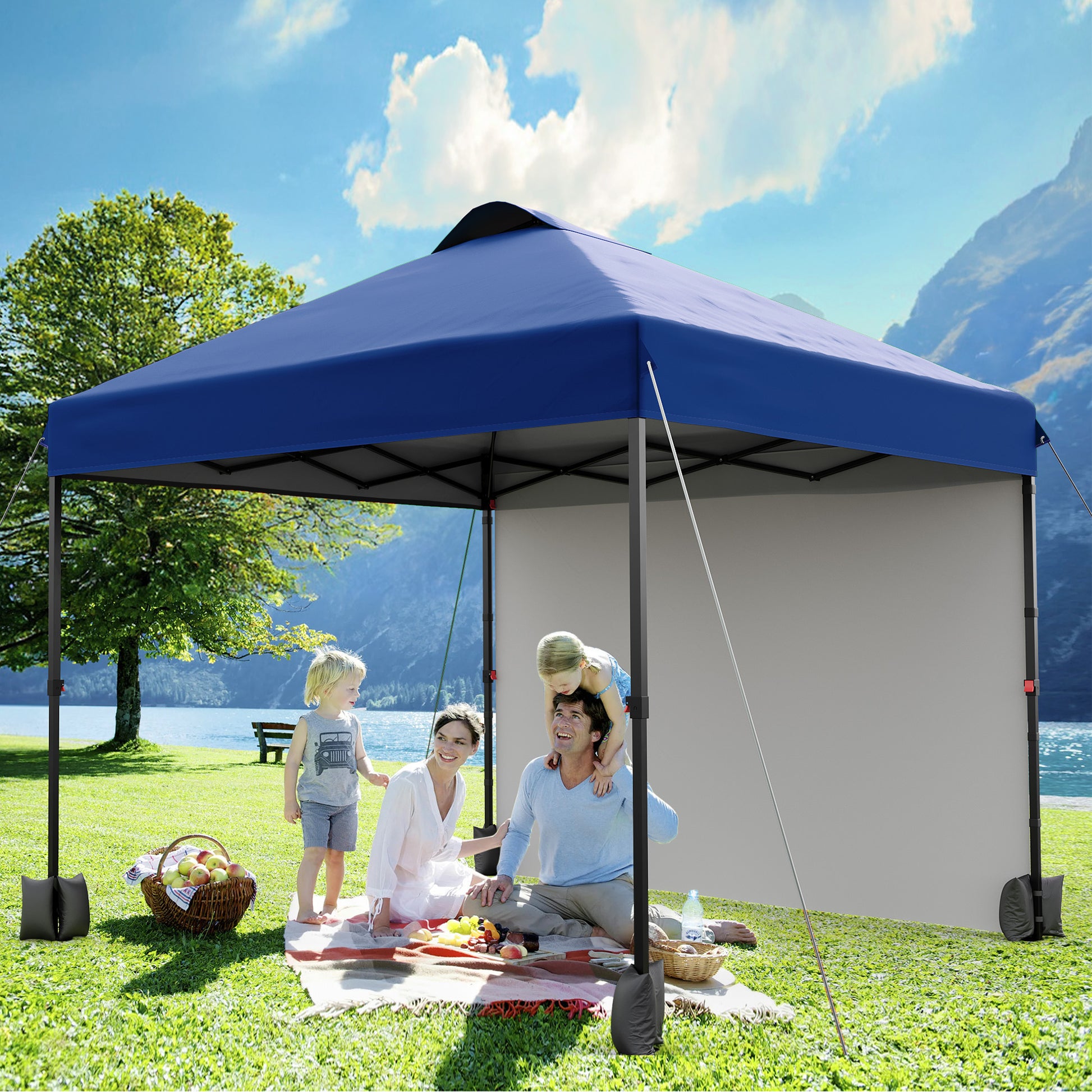 Garvee 10'x10' Pop Up Tent, Pop Up Canopy With Sidewall, UPF 50+, Easy to Set Up Outdoor Canopy, Adjustable Portable Gazebo for Parties, Camping, Gazebo With Wheel Cover Bag, 4 Sand Bags, 4 Ropes and 8 Spikes