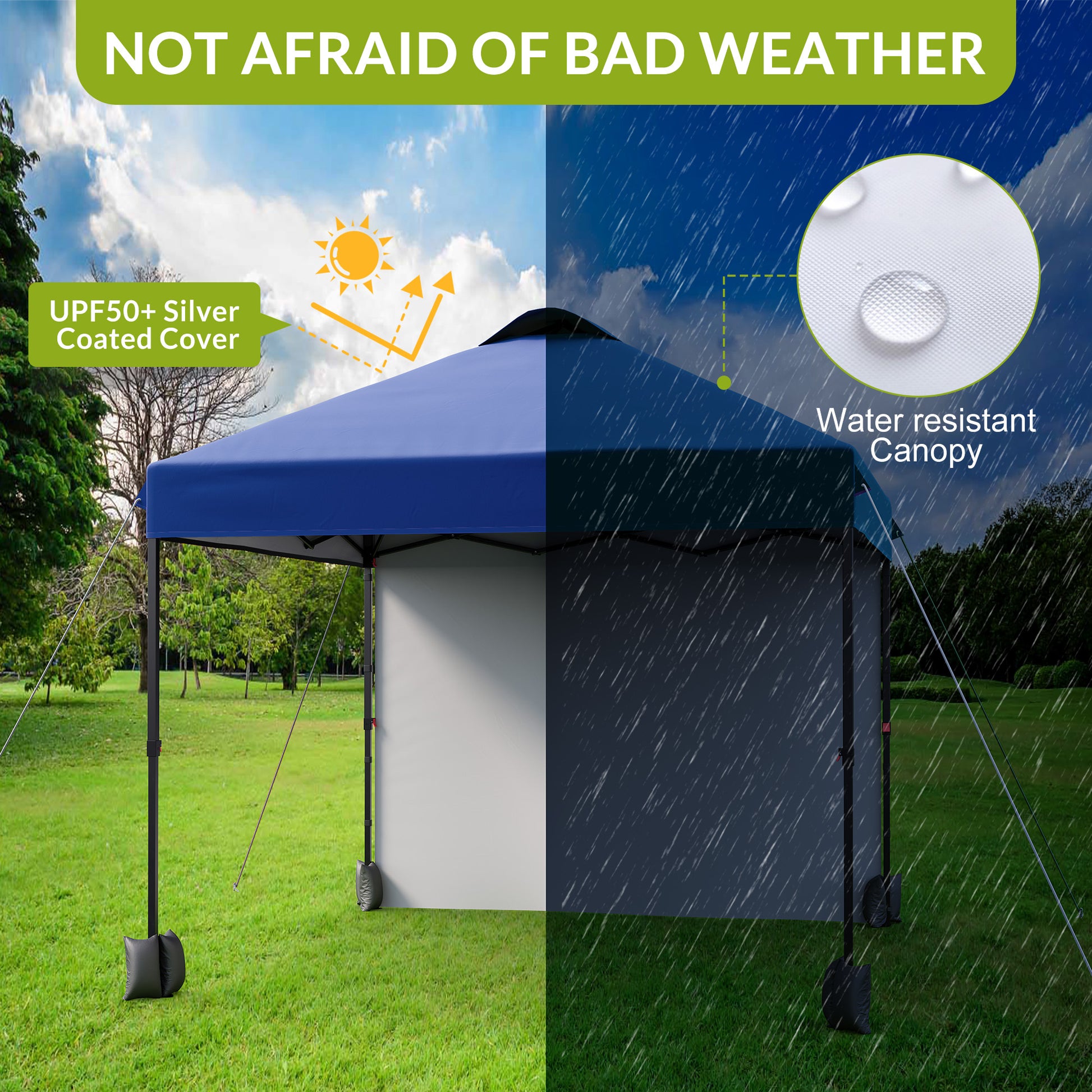 Garvee 10'x10' Pop Up Tent, Pop Up Canopy With Sidewall, UPF 50+, Easy to Set Up Outdoor Canopy, Adjustable Portable Gazebo for Parties, Camping, Gazebo With Wheel Cover Bag, 4 Sand Bags, 4 Ropes and 8 Spikes