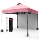 Garvee 10'x10' Pop Up Tent, Pop Up Canopy With Sidewall, UPF 50+, Easy to Set Up Outdoor Canopy, Adjustable Portable Gazebo for Parties, Camping, Gazebo With Wheel Cover Bag, 4 Sand Bags, 4 Ropes and 8 Spikes - Pink