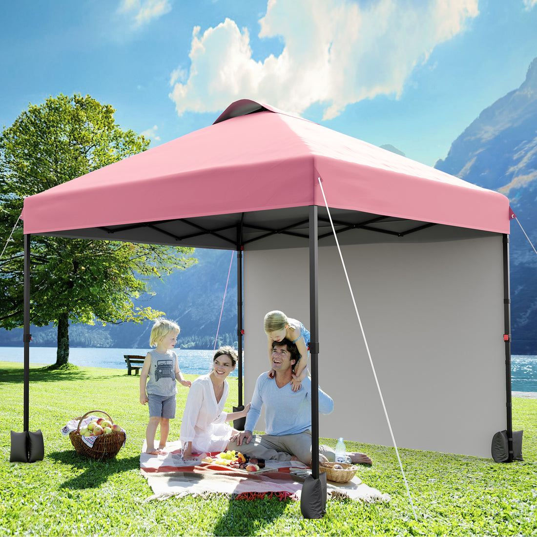 Garvee 10'x10' Pop Up Tent, Pop Up Canopy With Sidewall, UPF 50+, Easy to Set Up Outdoor Canopy, Adjustable Portable Gazebo for Parties, Camping, Gazebo With Wheel Cover Bag, 4 Sand Bags, 4 Ropes and 8 Spikes