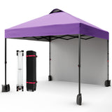 Garvee 10'x10' Pop Up Tent, Pop Up Canopy With Sidewall, UPF 50+, Easy to Set Up Outdoor Canopy, Adjustable Portable Gazebo for Parties, Camping, Gazebo With Wheel Cover Bag, 4 Sand Bags, 4 Ropes and 8 Spikes - Purple