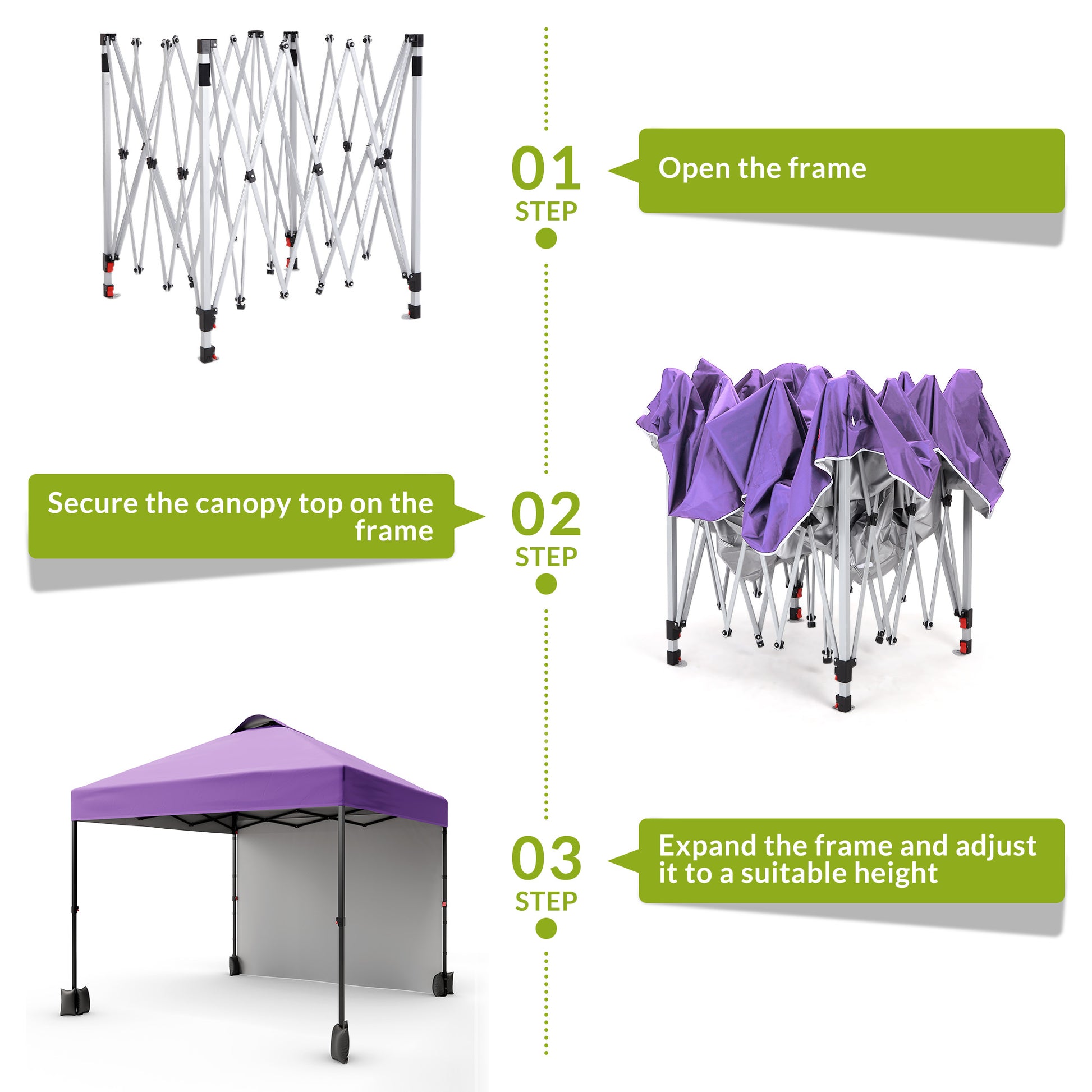 Garvee 10'x10' Pop Up Tent, Pop Up Canopy With Sidewall, UPF 50+, Easy to Set Up Outdoor Canopy, Adjustable Portable Gazebo for Parties, Camping, Gazebo With Wheel Cover Bag, 4 Sand Bags, 4 Ropes and 8 Spikes