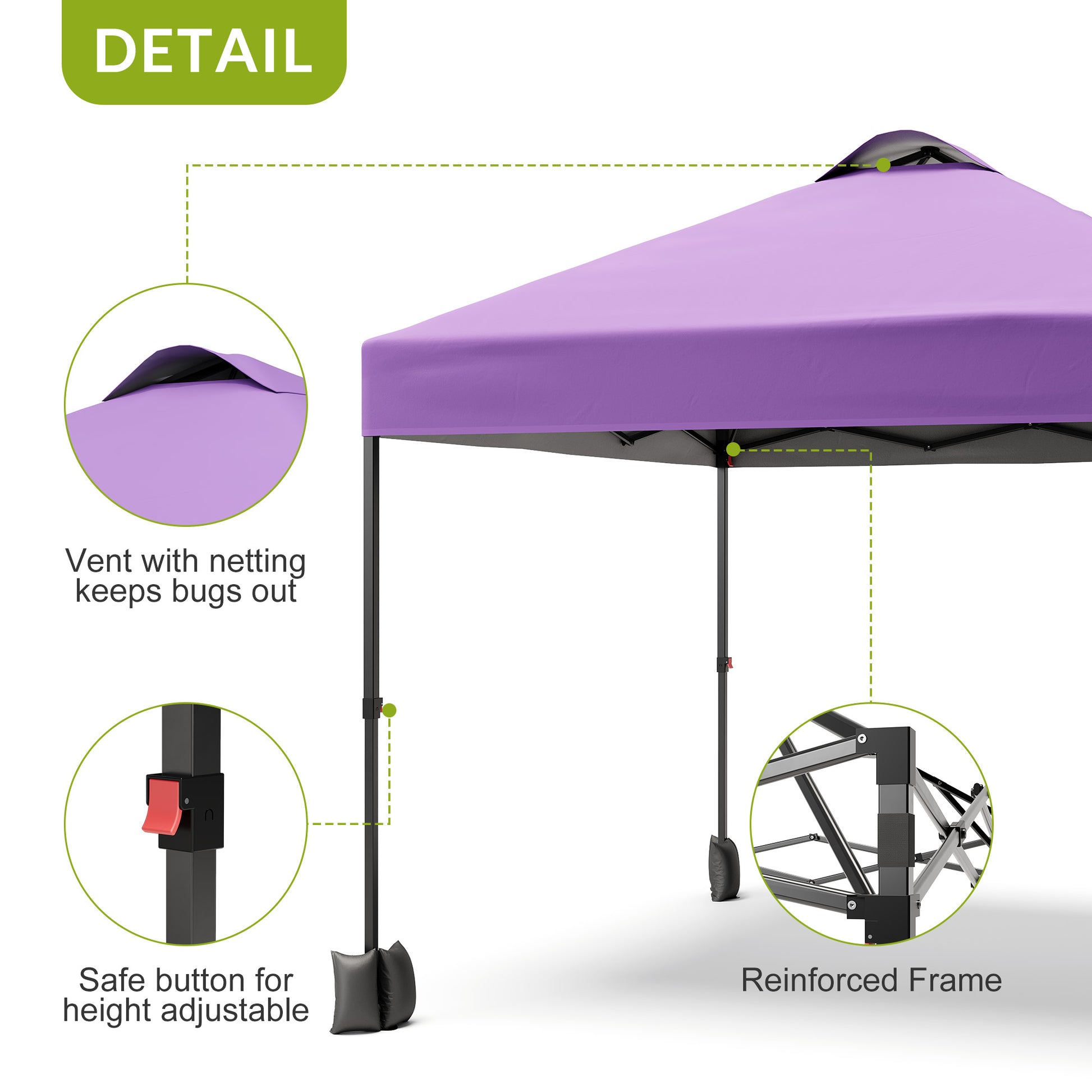 Garvee 10'x10' Pop Up Tent, Pop Up Canopy With Sidewall, UPF 50+, Easy to Set Up Outdoor Canopy, Adjustable Portable Gazebo for Parties, Camping, Gazebo With Wheel Cover Bag, 4 Sand Bags, 4 Ropes and 8 Spikes