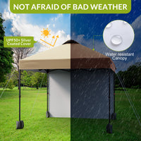 Garvee 10'x10' Pop Up Tent, Pop Up Canopy With Sidewall, UPF 50+, Easy to Set Up Outdoor Canopy, Adjustable Portable Gazebo for Parties, Camping, Gazebo With Wheel Cover Bag, 4 Sand Bags, 4 Ropes and 8 Spikes