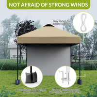 Garvee 10'x10' Pop Up Tent, Pop Up Canopy With Sidewall, UPF 50+, Easy to Set Up Outdoor Canopy, Adjustable Portable Gazebo for Parties, Camping, Gazebo With Wheel Cover Bag, 4 Sand Bags, 4 Ropes and 8 Spikes
