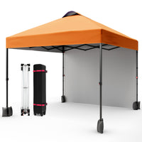 Garvee 10'x10' Instant Pop Up Canopy Patio Tent Commercial Portable Gazebo w/ Removable Sidewall, Silver Coating & Wheeled Bag | Sun & Rain Protection | Adjustable Height (Orange).