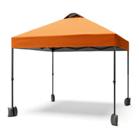 Garvee 10'x10' Instant Pop Up Canopy Patio Tent Commercial Portable Gazebo w/ Removable Sidewall, Silver Coating & Wheeled Bag | Sun & Rain Protection | Adjustable Height (Orange).