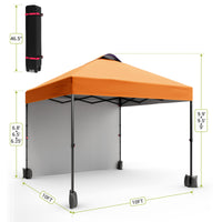 Garvee 10'x10' Instant Pop Up Canopy Patio Tent Commercial Portable Gazebo w/ Removable Sidewall, Silver Coating & Wheeled Bag | Sun & Rain Protection | Adjustable Height (Orange).