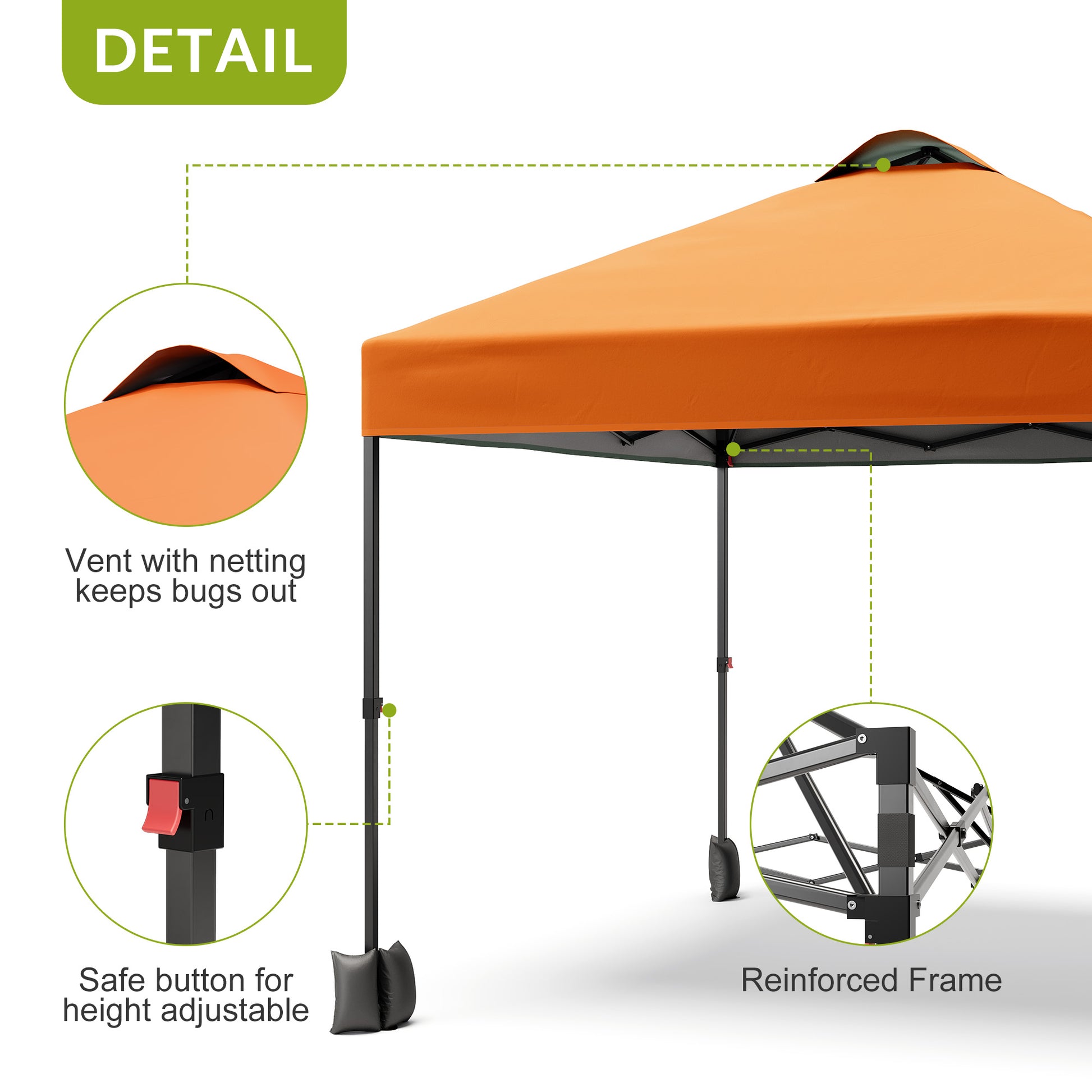Garvee 10'x10' Instant Pop Up Canopy Patio Tent Commercial Portable Gazebo w/ Removable Sidewall, Silver Coating & Wheeled Bag | Sun & Rain Protection | Adjustable Height (Orange).