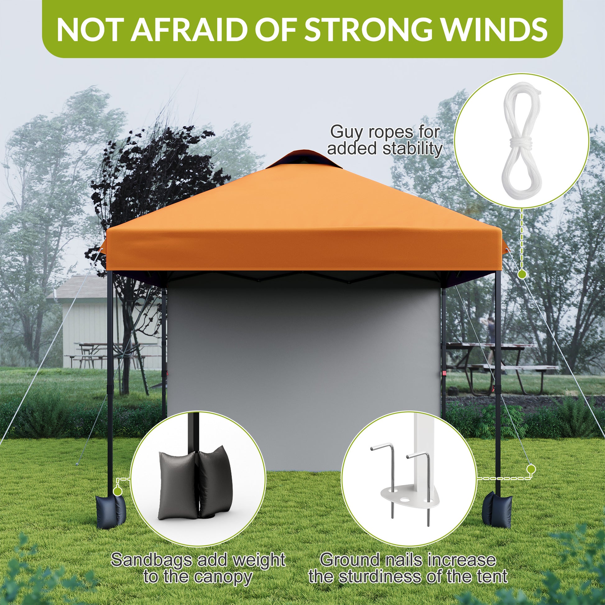 Garvee 10'x10' Instant Pop Up Canopy Patio Tent Commercial Portable Gazebo w/ Removable Sidewall, Silver Coating & Wheeled Bag | Sun & Rain Protection | Adjustable Height (Orange).