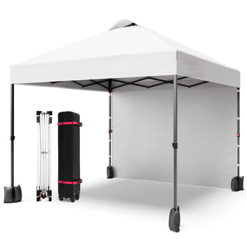 Garvee 10'x10' Pop Up Tent, Pop Up Canopy With Sidewall, UPF 50+, Easy to Set Up Outdoor Canopy, Adjustable Portable Gazebo for Parties, Camping, Gazebo With Wheel Cover Bag, 4 Sand Bags, 4 Ropes and 8 Spikes