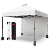 Garvee 10'x10' Pop Up Tent, Pop Up Canopy With Sidewall, UPF 50+, Easy to Set Up Outdoor Canopy, Adjustable Portable Gazebo for Parties, Camping, Gazebo With Wheel Cover Bag, 4 Sand Bags, 4 Ropes and 8 Spikes - White