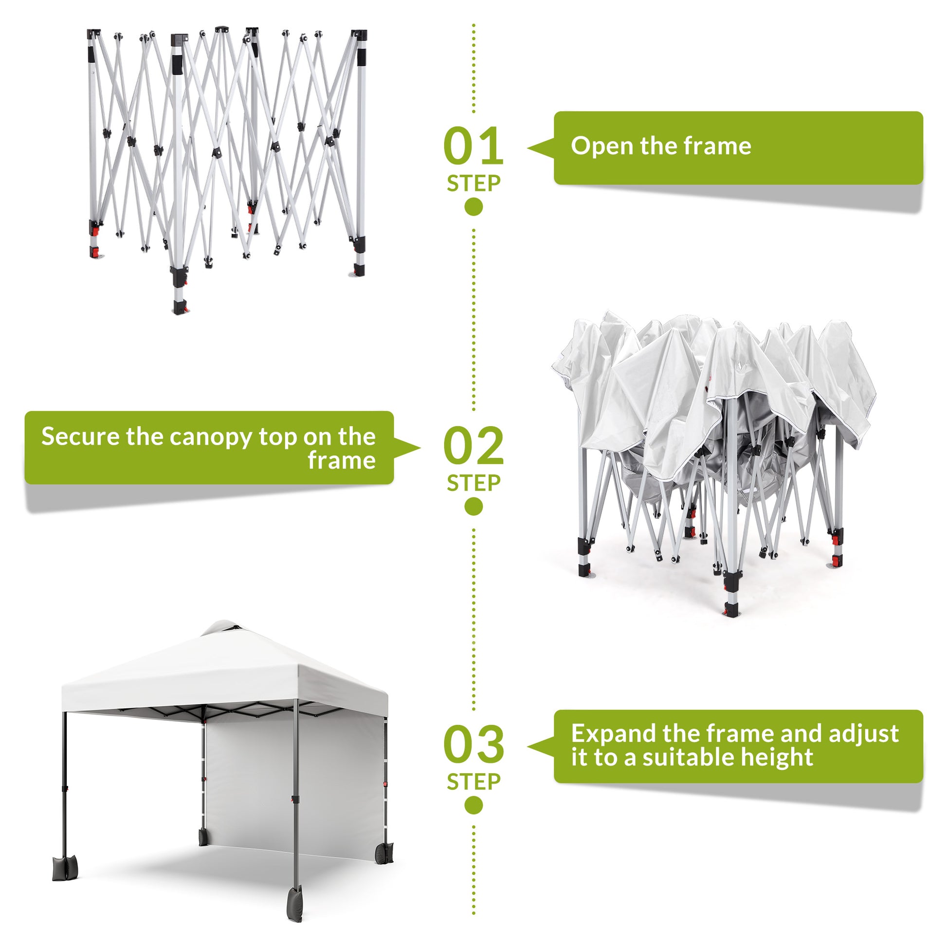 Garvee 10'x10' Pop Up Tent, Pop Up Canopy With Sidewall, UPF 50+, Easy to Set Up Outdoor Canopy, Adjustable Portable Gazebo for Parties, Camping, Gazebo With Wheel Cover Bag, 4 Sand Bags, 4 Ropes and 8 Spikes