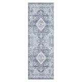 Garvee Persian Grey 2x6 Vintage Runner Rug Washable Bedroom Rug Non Slip Indoor Living Room Floor Carpet, Low Pile Non-Shedding Tribal Distressed Accent Throw Rug for Office Dining Room - Gray