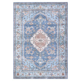 Garvee Large Washable Area Rug 9x12 Vintage Distressed Rug for Living Room, Non-Slip Non-Shedding Carpet, Low Pile Foldable Soft Accent Rug, Indoor Printed Floor Mat for Bedroom, Playroom, Blue - Blue