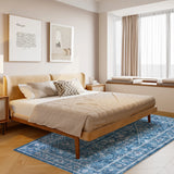 Garvee Oriental Traditional Area Rug - Non-Slip Washable Low-Pile Carpet, Stain Resistant Vintage for Bedroom/Living Room/Office - Blue