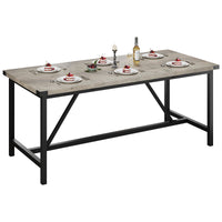 Garvee 70.8" Large Farmhouse Dining Table for 6-8 People Rectangle Kitchen Table with Metal Legs, Modern Home Office Desk, Graye Desk Computer Desk for Dining Room, Living Room, Grey