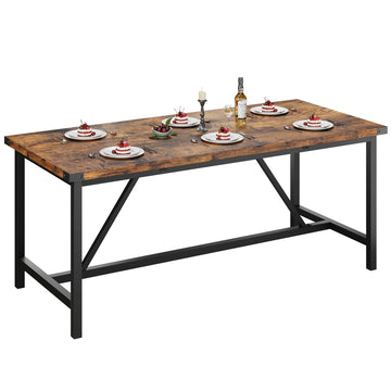 Garvee Farmhouse Dining Table for 6-8, Rectangle Kitchen Table with Metal Legs for Home Office, Vintage