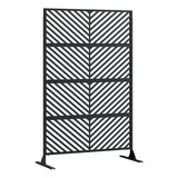 Garvee 70.1" H×35.4" W Metal Privacy Screen, Freestanding Outdoor Privacy Screen with Stable Base for Deck, Porch, Patio, Outdoor and Balcony (Consists of 4 Panels), Black - Black