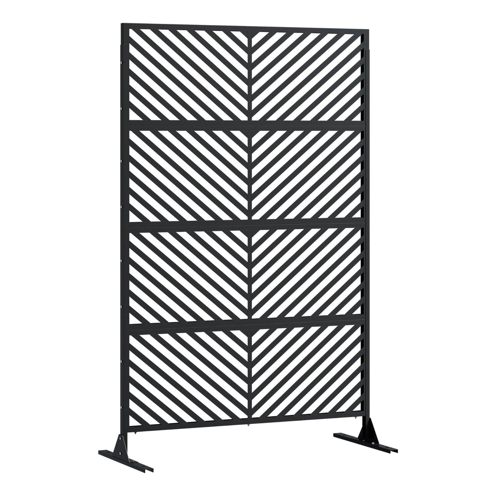 Garvee 70.1" H×47.2" W Metal Privacy Screen, Freestanding Outdoor Privacy Screen with Stable Base for Deck, Porch, Patio, Outdoor and Balcony(Consists of 4 Panels), Black