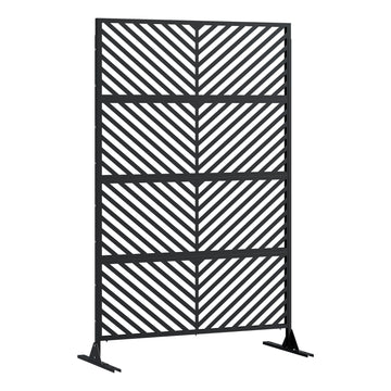 Garvee 70.1" H×47.2" W Metal Privacy Screen, Freestanding Outdoor Privacy Screen with Stable Base for Deck, Porch, Patio, Outdoor and Balcony(Consists of 4 Panels), Black