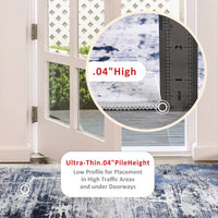 Garvee Boho Floral Bedroom Rug 9'x12' - Washable, Non-Slip, Low Pile Faux Wool - Soft, Durable, Pet-Friendly - Blue, Small - Living Room, Bedroom