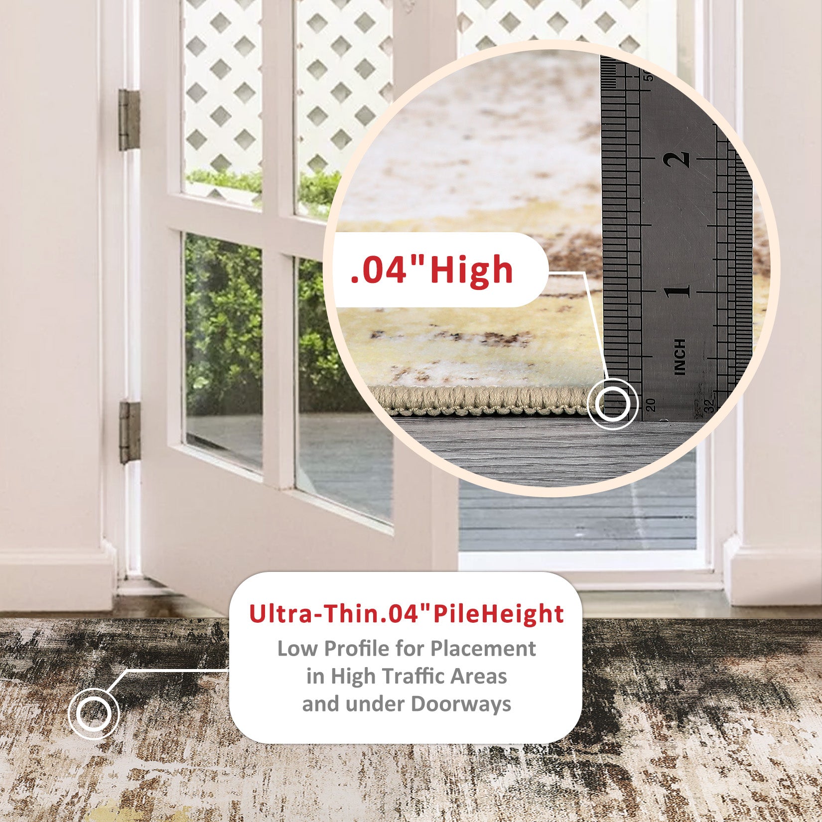 Garvee Washable Area Rug Large Cream Colorful Boho Vintage Bedroom Ultra-Thin Floral Carpet