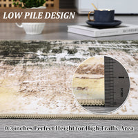 Garvee Washable Area Rug Large Cream Colorful Boho Vintage Floral Carpet Ultra-Thin Non-Slip