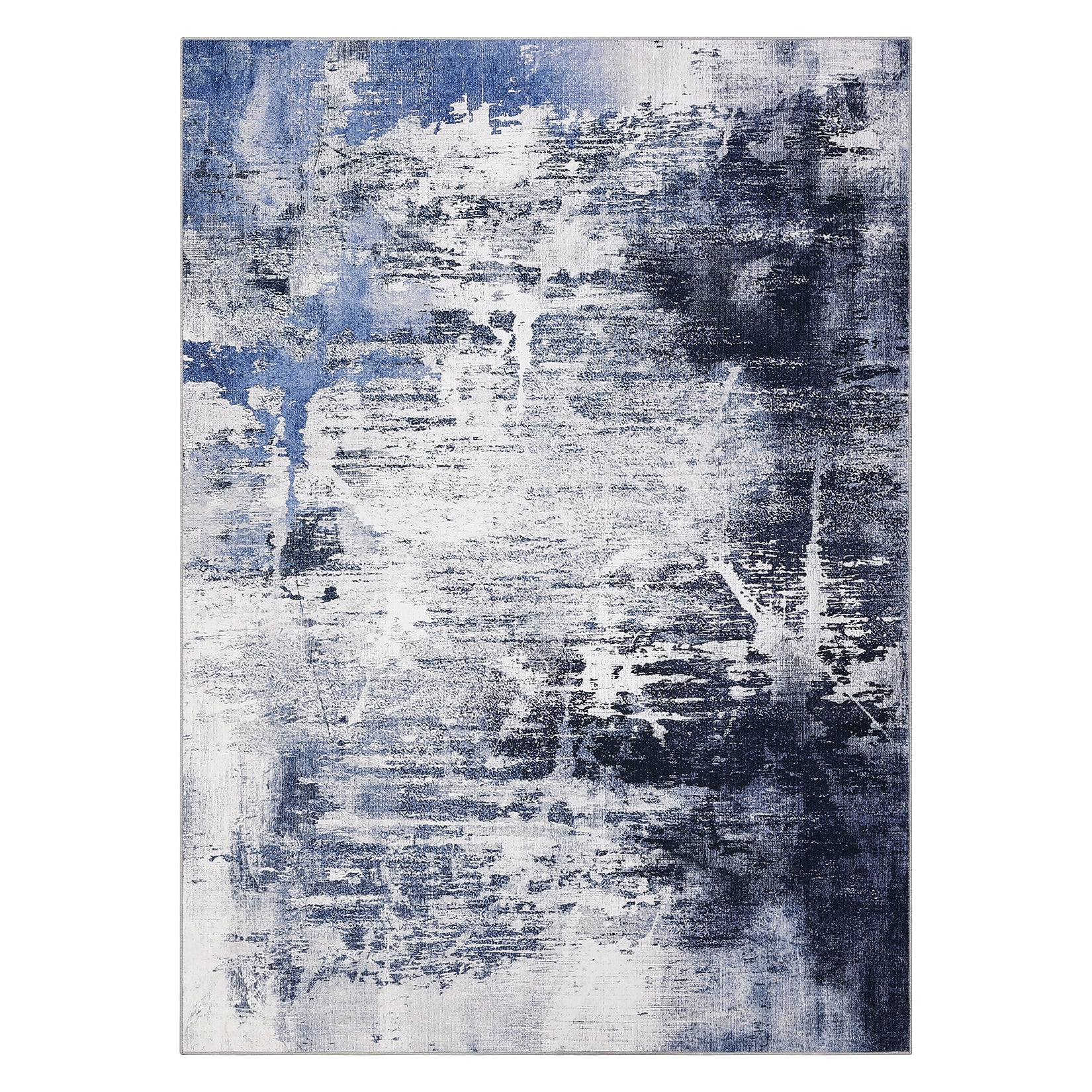 Garvee Boho Floral Bedroom Rug 9'x12' - Washable, Non-Slip, Low Pile Faux Wool - Soft, Durable, Pet-Friendly - Blue, Small - Living Room, Bedroom