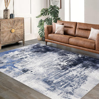 Garvee Boho Floral Bedroom Rug 9'x12' - Washable, Non-Slip, Low Pile Faux Wool - Soft, Durable, Pet-Friendly - Blue, Small - Living Room, Bedroom