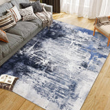 Garvee Washable Area Rug Large Cream Colorful Boho Vintage Bedroom Rug Ultra-Thin Floral Carpet - Blue